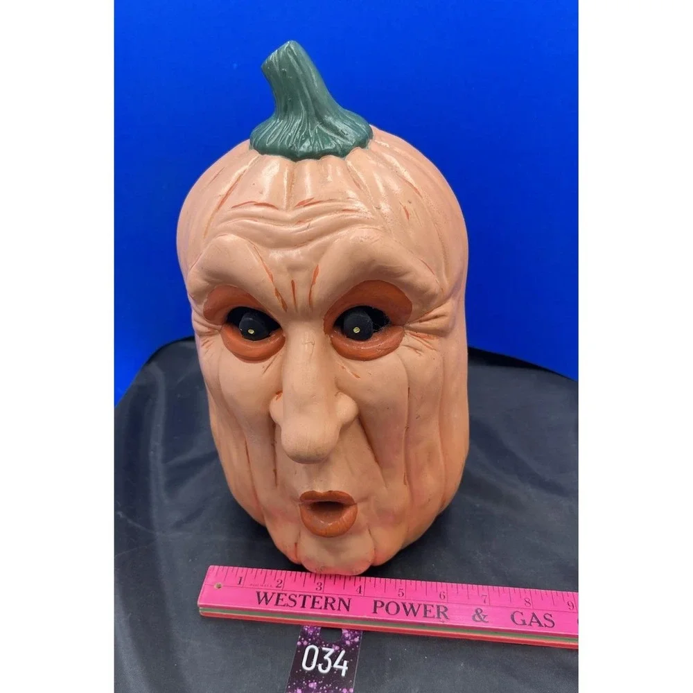 VTG Ceramic Light Up Pumpkin Scary Face‎ Jack-O-Lantern Halloween 12 Needs Light